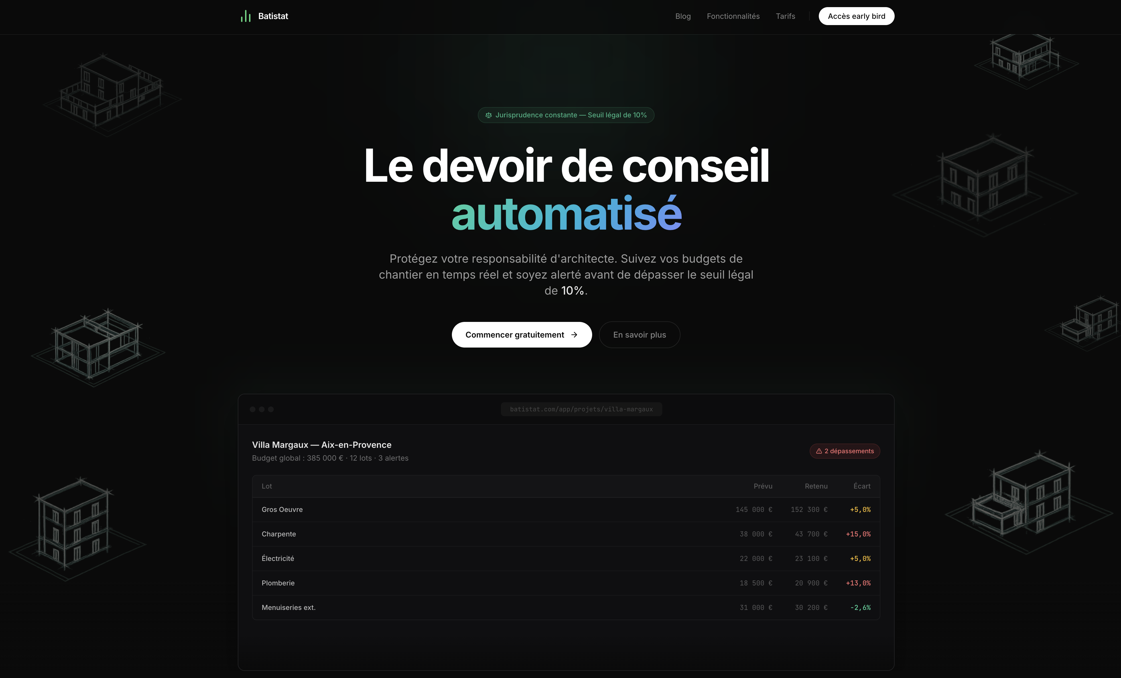 Batistat — Architectural advisory platform screenshot